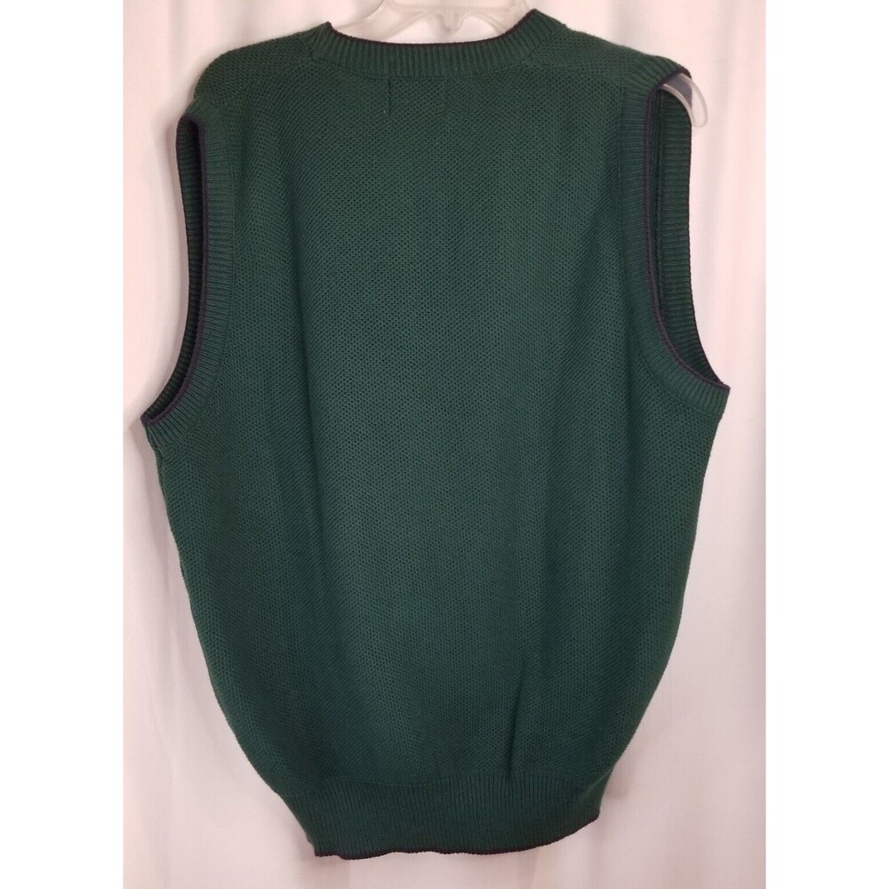 Men's Golf Knit Vest V-Neck  Hunter Green Embroidered  LOGO Vintage Size Large - Picture 4 of 5